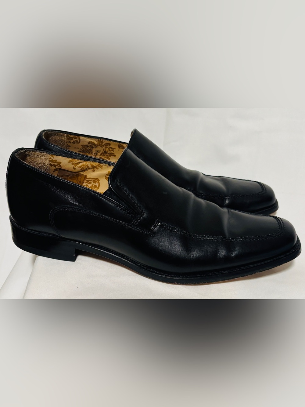 Design Loake Men’s Black Leather Loafers Slip On Moc Toe Handmade India Size 10